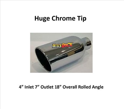 RA7018 Brand New Chrome Tip 4'' inlet 7'' outlet 18'' overall length Rolled Angle