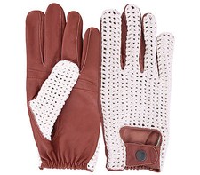 New Driving Gloves Vintage Traditional Retro Chauffeur Real Leather Crochet Back