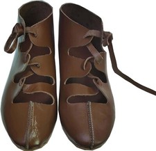 Medieval Viking Brown Leather Shoes Reenactment SCA LARP, Handmade Shoes