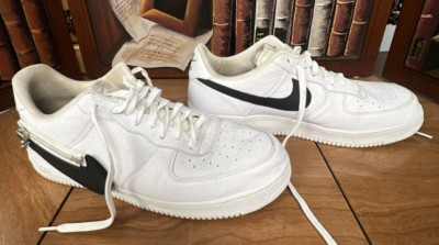 Men's White Shoes Size 13 Black Nike Zip Swoosh Air Force