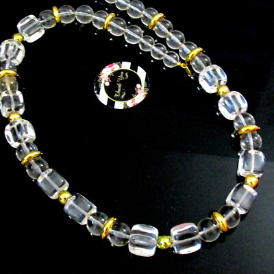 Vtg Runway Chic TRIFARI Resin Ice Crystal Cube Bead Necklace Modernist Deco 24'' 