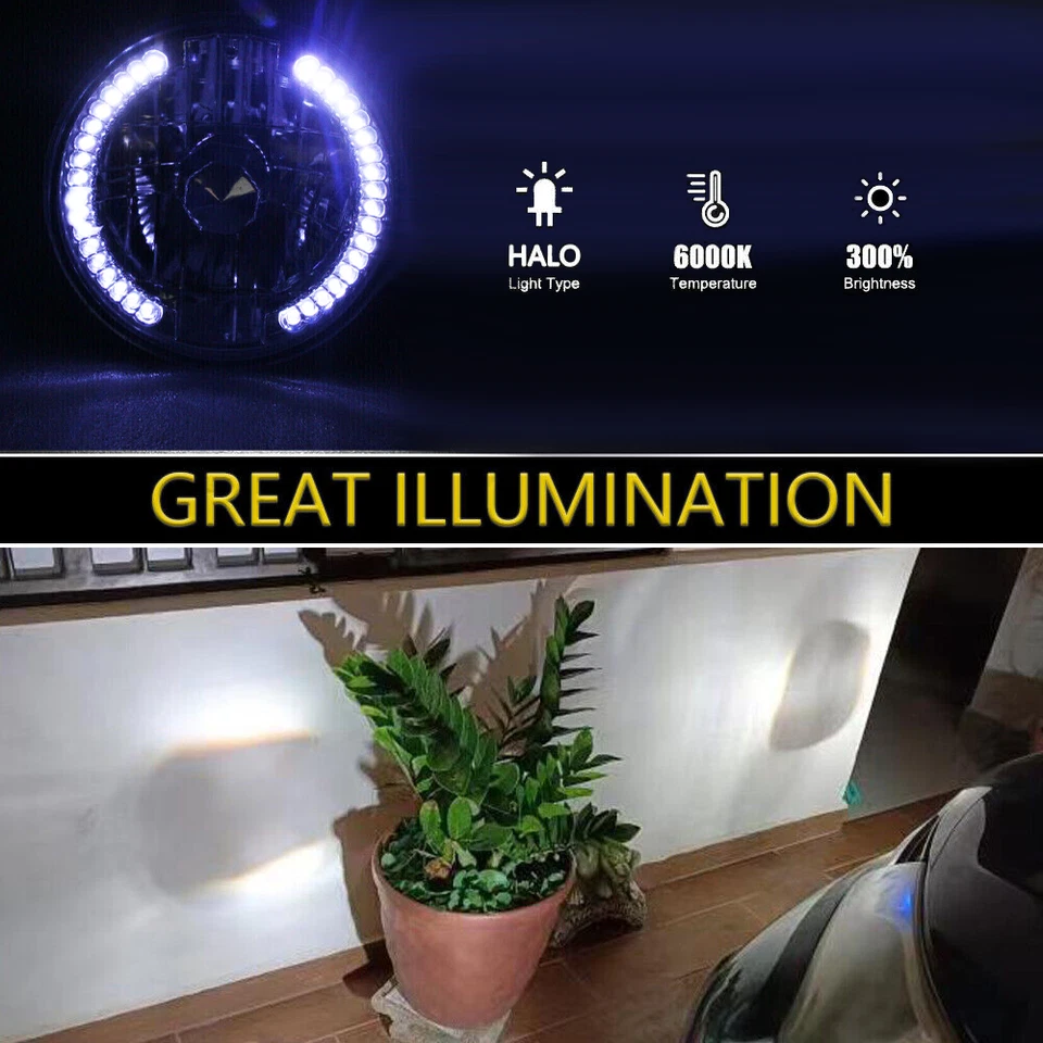 Par de faros de luz blanca LED de 7 pulgadas para Jeep Wrangler 1976-2017 Foto 4 de 4