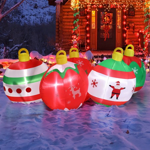 7 FT Giant Christmas Inflatable Ornament Balls Lighted Xmas Blow Up Decoration