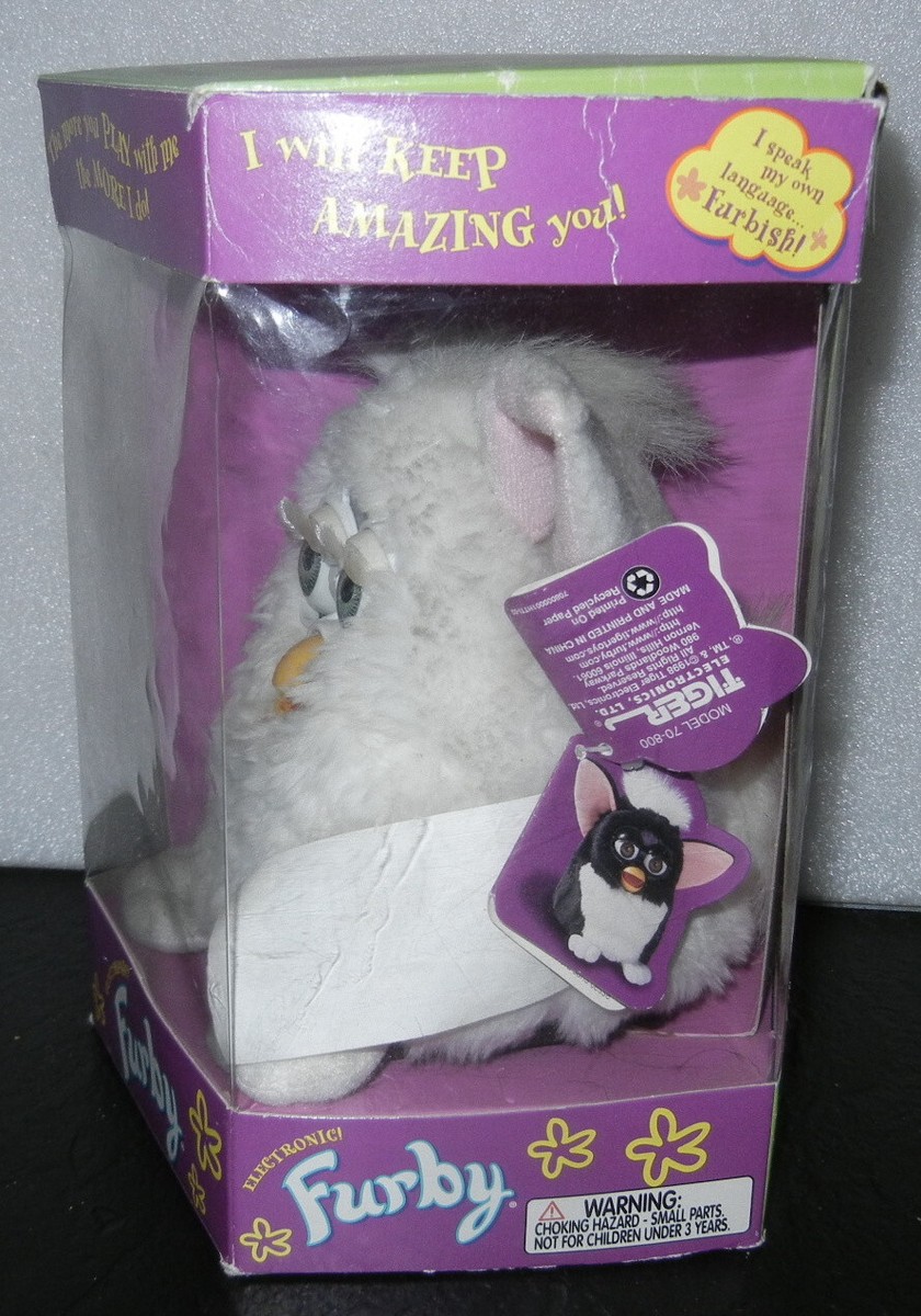 1998 Original White Furby Complete with Tags in Retail Packaging