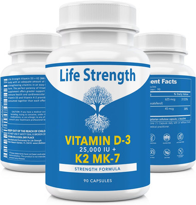 Vitamin K2 (MK7) + D3 25,000IU Supplement - Extra Strength, Non GMO, Easy to Swa