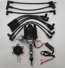 Small Cap CHEVY INLINE 6 Cyl 230-250-292 BLACK HEI Distributor+ Spark Plug Wires