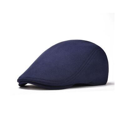 Newsboy Flat Cap Cabbie Hat Navy Blue Elastic Band Casual Wear Soft Comfy  Fit