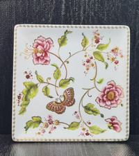 henriette svuotatasche porcellana con decoroa fiori e  oro cm 12