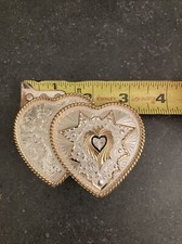 vintage MONTANA SILVERSMITH belt buckle SILVER PLATED hearts