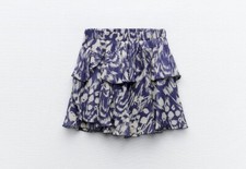 Zara Mini Skirt Blue Ruffle Mid Rise Rustic Women  s Size S 9878/067