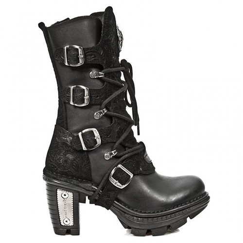 NEW Rock Donna m. neotr 005-S2 NERO GOTH PIZZO Tacco Stivali in Pelle | eBay