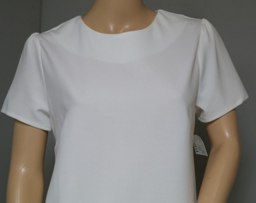 SHE + SKY WOMEN'S SIZE M SHIFT DRESS OFF WHITE SHORT SLEEVE NWOT - Picture 2 of 6