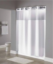 Hookless HBH49MYS01SL74 Illusion Shower Curtain With Snap In Liner Sheer 71x74"