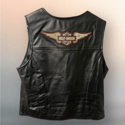 Harley-Davidson Women's Classic Wing Black Leather Vest Large