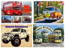 Pack of 4 Vehicle Happy Birthday Cards A5 Blank Greeting Car Bus Camper Men Dad
