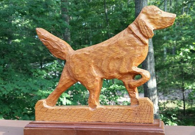 Irish Setter Carving Rustic Folk Art Dog Hand Carved Solid Red Oak