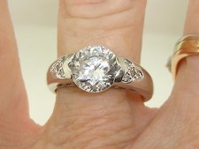 BEAUTIFUL STERLING SILVER APPROX. 2 CTW SPARKLING CZ ENGAGEMENT RING SZ 7