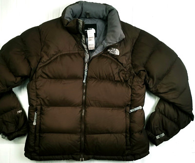 HOT TNF Women's THE NORTH FACE NUPTSE 700 QUILT GOOSE DOWN PUFFER BROWN Jacket L