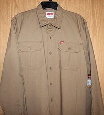 WRANGLER Men's Five Star Heritage Relaxed Fit L/S Button-Up Shirt Tan Large NWT