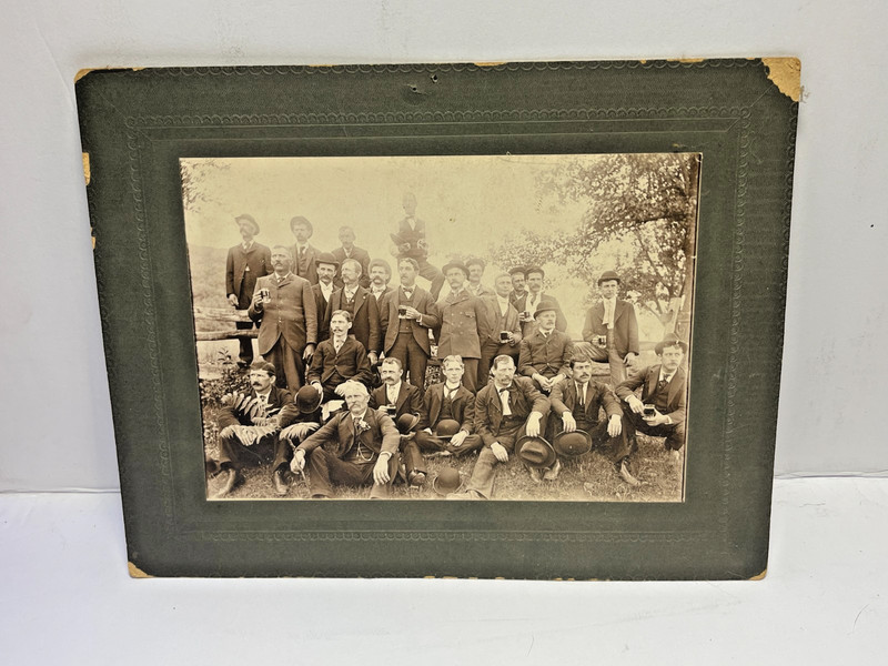 Antique Cabinet Card Photo 9x7 Montana Democratic Party? Well Dressed with Beer!
