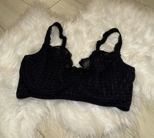 Primadonna Madison Plunge Longline Bra Lace UW Womens UK 34E Black 0262126