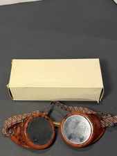 Vintage Resistal Welding Goggles Screw Off Clear  Dark Lenses Brown Plastic NOS