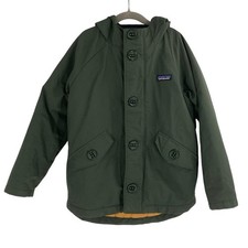 Patagonia Boys' Insulated Isthmus Green Jacket Size Small 7-8 Hooded Flaw
