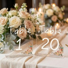 20 Pack 5x7 Inch Pink Floral Arch Acrylic Table Numbers 1 To 20 Signs