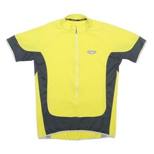 DECENTE Mens Yellow & Grey Cycling T-Shirt L Short Sleeve Round Neck Athletic