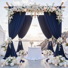 10x8ft Navy Blue Wrinkle Free Backdrop Curtain 2 Panels 5x8ft Drapes
