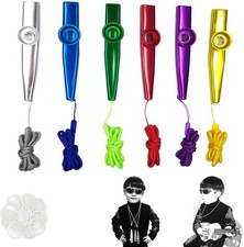 12 Metal Kazoos with Lanyards and 20 Kazoo Flute Diaphragms