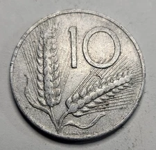 1955 Italy 10 Ten Lire - Aluminum Coin - Plow - Italian - World Coin 