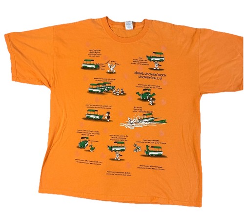 Vintage Y2K Wisconsin Dell Ducks Tour T Shirt Men’s 2XL Orange All Over Print
