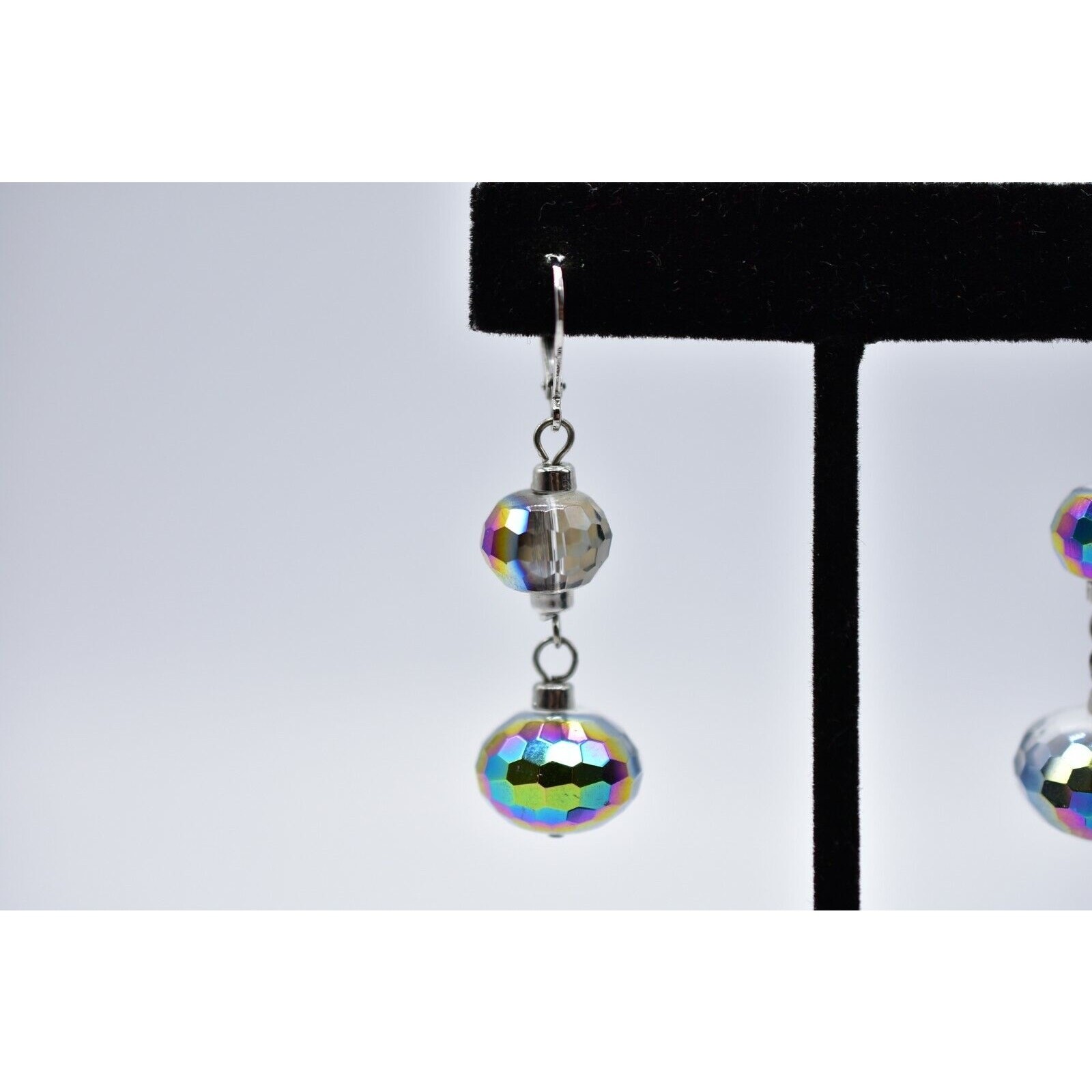 Statement Crystal Earrings Beaded Dangle Shiny Gr… - image 2