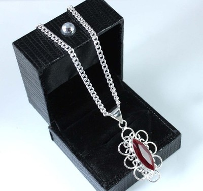 Natural Burma Rubin 16.12 ct Marquise Anhänger Charm Silber 925 AGI Zertifiziert