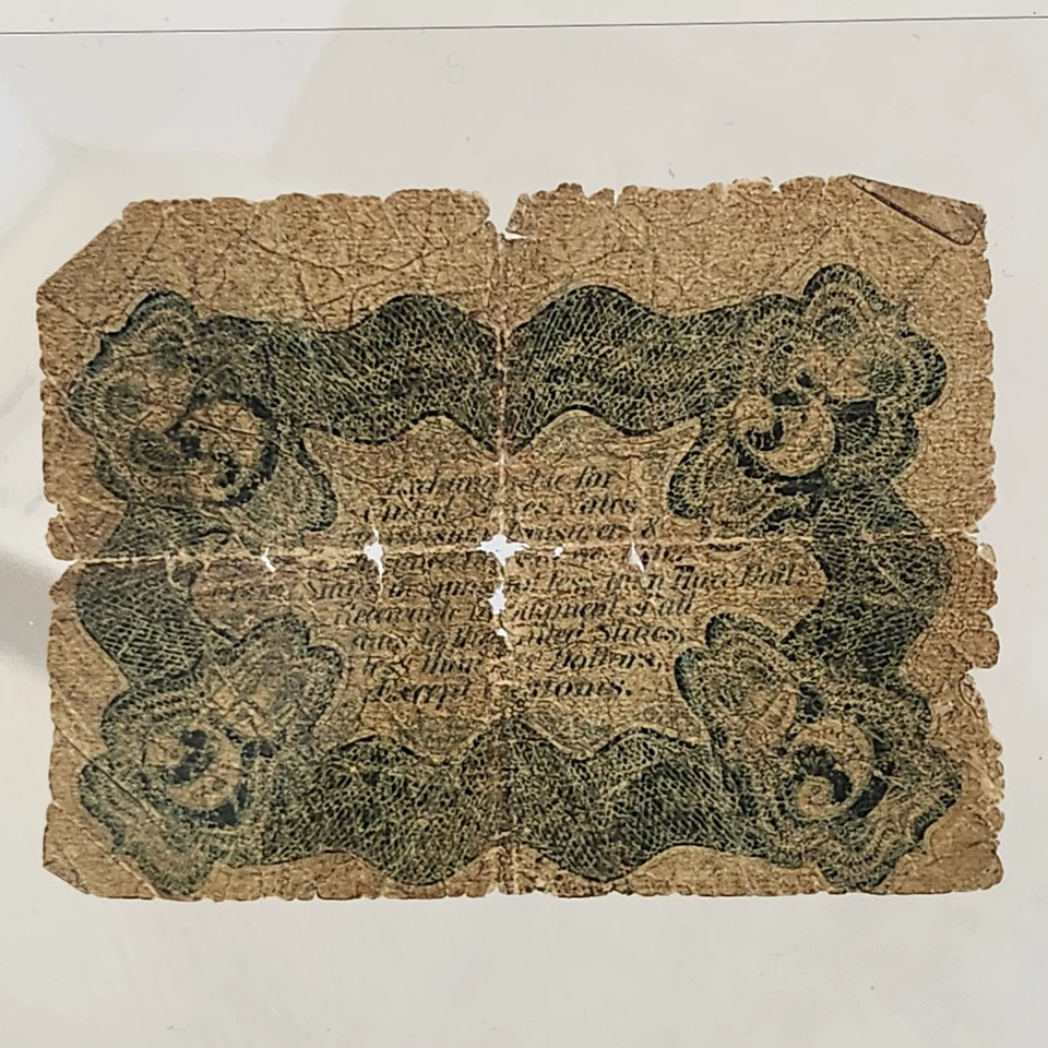 1863 5 Cents 3rd Issue Clark Fractional Currency Note FR 1239  Rare - Image 2 of 3