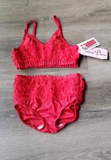NEW Laura Dare Red Ruffle Panty Bralette Top Set Girls Sz 4 Gift Elastic READ