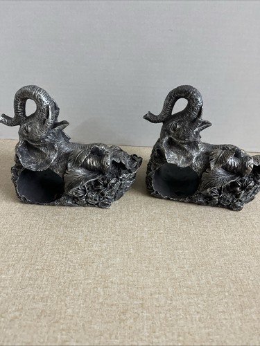 Set Of Two Elephant Head Curtain Shower Towel Anything Rod Holders Realistic