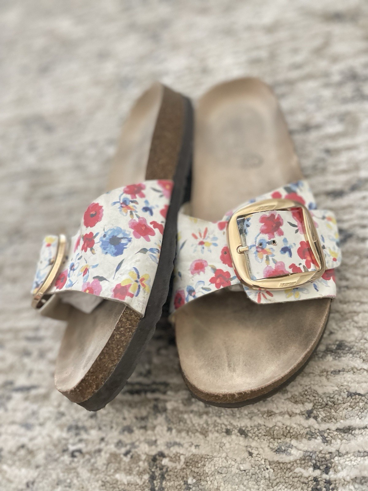 SAOLA Sandali slip on suola montagna floreale fibbia grande plantare sughero taglia 7