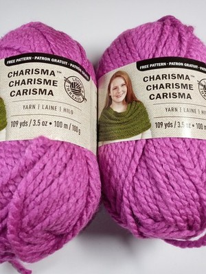 Loops & Threads Charisma Yarn-Fuchsia-Lot  of 2 Skeins-Each 109 Yards