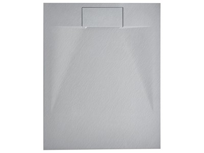 SMC Duschwanne mit Ablaufrinne 80x100 cm Steinoptik grau 3 cm hoch Azzuro