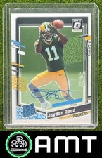 Jayden Reed RC Auto 2023 Panini Donruss Optic 27/99 Rated Rookie RPS Packers