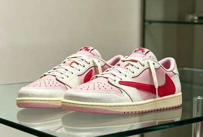   Jordan 1 Retro Low OG Tropical Pink Travis Scott Sail Men's Size