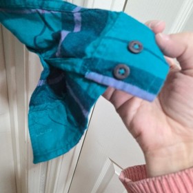 NUON Slim Fit Plaid Button Front Shirt XL Teal Blue Purple Viscose