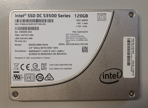 Intel 120 GB SATA III SSD DC S3500 Series SSDSC2BB120G4 MLC 2.5" Festplatte