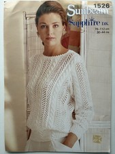 Sunbeam Knitting Pattern 1526 Lady's Sweater 30”-44” (887)