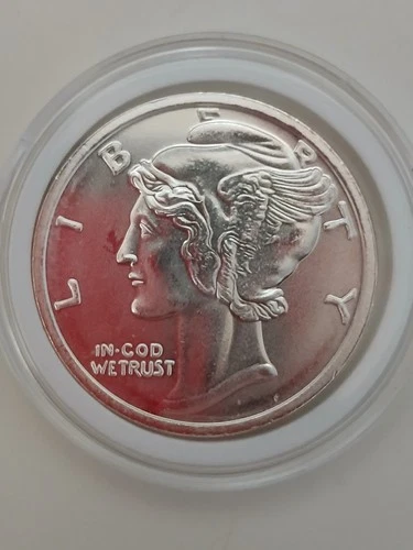1 Mercury/Olive Branch .999 Fine Silver Round 1 Troy Oz Capsule UNC Uncirculated