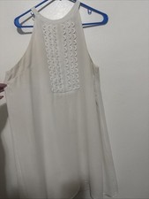 Sugar Lips Cream Sleeveless Maxi Dress Tie Ruffle NEW large boho hippie classic