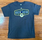 Majestic Milwaukee Brewers Mlb Baseball "Brew Crew" Dark Gray T-shirt Men's L