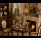 Dollhouse Miniature ARTISANS Wine Set Hand Blown Glass, Vintage, 1/12 Scale — photo 2